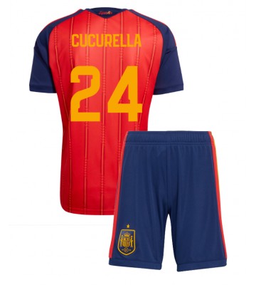 Spanien Marc Cucurella #24 Replika Hemmatröja Barn VM 2026 Kortärmad (+ Korta byxor)